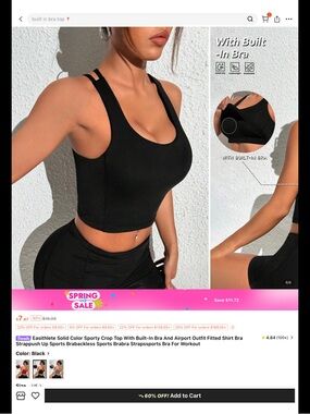 SHEIN Black Sports Bra Crop Top